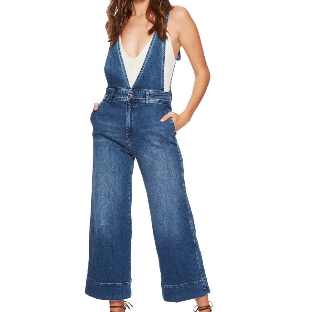 Free People A Line Overall True Blue Denim size 0